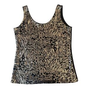 BOUTIQUE ESSENTIALS gold sequin print tank top spring‎ summer fall